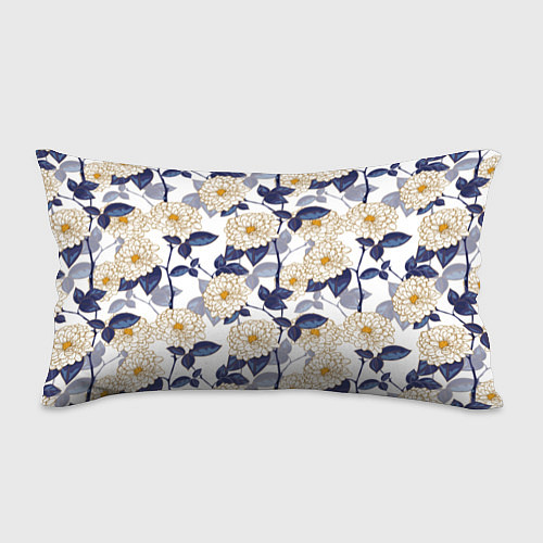 Подушка-антистресс Цветы с синими листьями / 3D-принт – фото 1