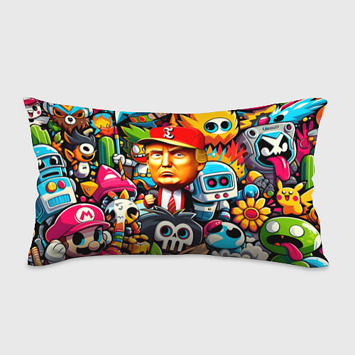 Подушка-антистресс Дональд Трамп в компании мультяшных персонажей / 3D-принт – фото 1