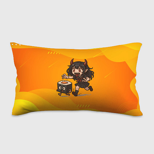 Подушка-антистресс Девочка дьявол бежит за роллом / 3D-принт – фото 1