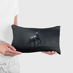 Подушка-антистресс Черный конь в поле, цвет: 3D-принт — фото 2