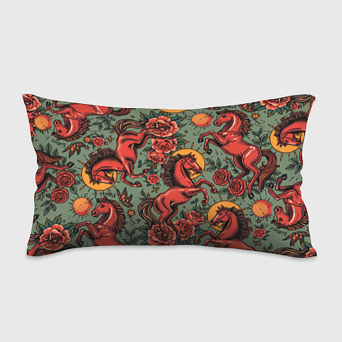 Подушка-антистресс Красный конь и розы / 3D-принт – фото 1