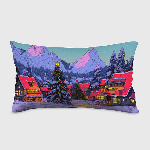 Подушка-антистресс Новогодние елки в горном городке / 3D-принт – фото 1