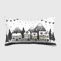 Подушка-антистресс Черно-белый новогодний город, цвет: 3D-принт