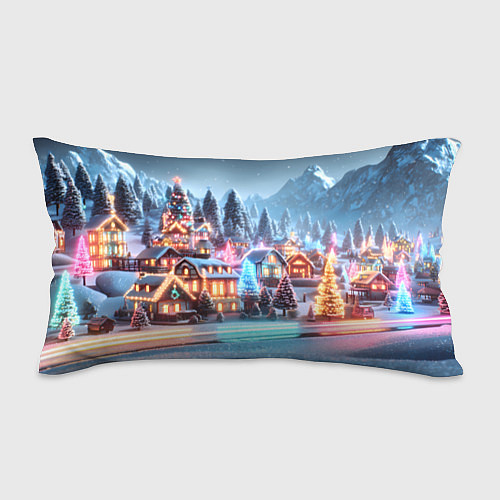 Подушка-антистресс Городок в новогодних огоньках / 3D-принт – фото 1