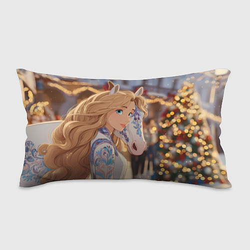 Подушка-антистресс Блондинка с новогодней лошадкой / 3D-принт – фото 1