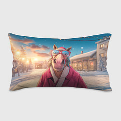 Подушка-антистресс Удивленная лошадь в очках, цвет: 3D-принт