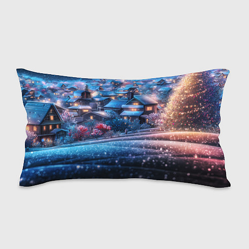 Подушка-антистресс Новогодний двор в блестках / 3D-принт – фото 1