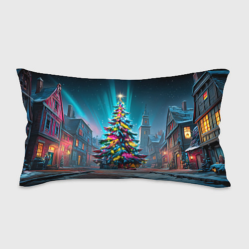 Подушка-антистресс Новогодняя елка в гирляндах / 3D-принт – фото 1