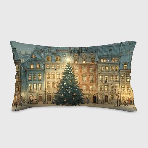 Подушка-антистресс Новогодний старый город / 3D-принт – фото 1