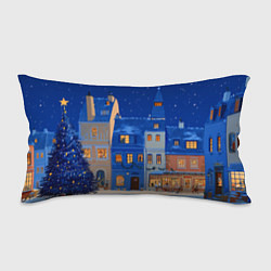 Подушка-антистресс Синяя новогодняя елочка во дворе