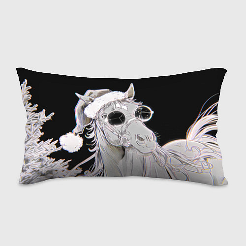 Подушка-антистресс Новогодняя лошадь в круглых очках / 3D-принт – фото 1