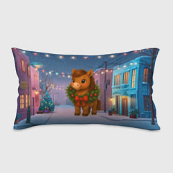 Подушка-антистресс Лошадка с новогоднем венком 2026