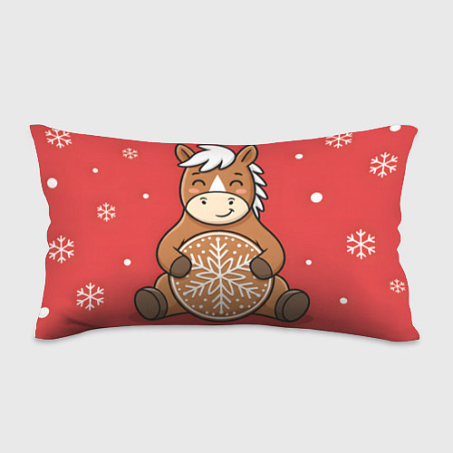 Подушка-антистресс Новогодняя лошадка с печенькой / 3D-принт – фото 1