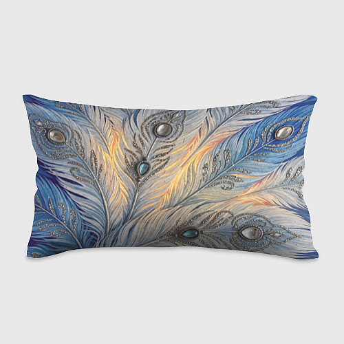 Подушка-антистресс Синие перья с самоцветами / 3D-принт – фото 1