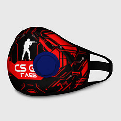 Маска с клапаном CS:GO - Глеб, цвет: 3D-синий — фото 2