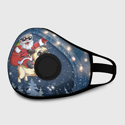 Маска с клапаном Санта едет на мопсе, цвет: 3D-черный — фото 2