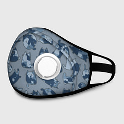 Маска с клапаном Камуфляж с котиками серо-голубой, цвет: 3D-белый — фото 2