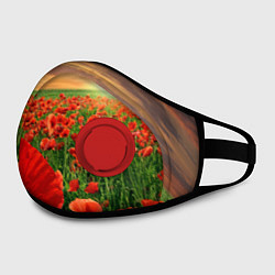 Маска с клапаном Красный мак на закате, цвет: 3D-красный — фото 2