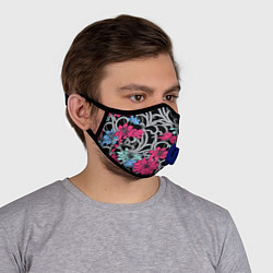Маска с клапаном Цветочный летний паттерн Fashion trend, цвет: 3D-синий — фото 2