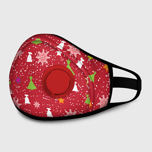Маска с клапаном Red new year / 3D-Красный – фото 2