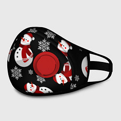 Маска с клапаном Снеговички в зимних шапочках со снежинками, цвет: 3D-красный — фото 2