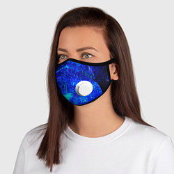 Маска с клапаном Синий лёд и снежинки, цвет: 3D-белый
