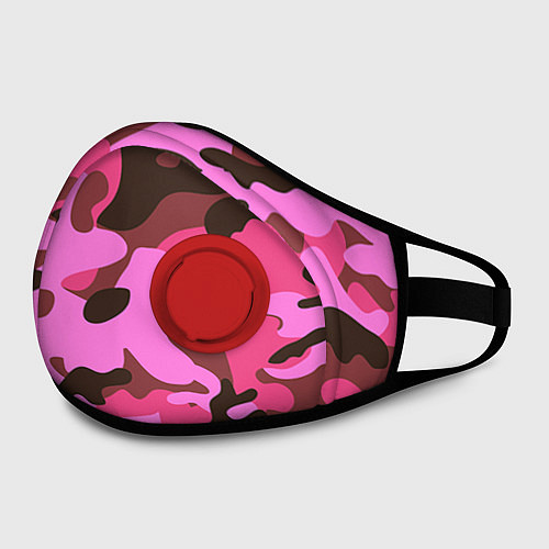 Маска с клапаном Камуфляж: розовый/коричневый / 3D-Красный – фото 2