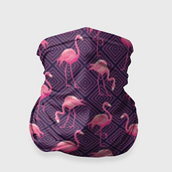 Бандана-труба Фиолетовые фламинго, цвет: 3D-принт