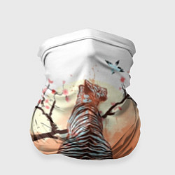 Бандана-труба Тигр на дереве сакуры, цвет: 3D-принт