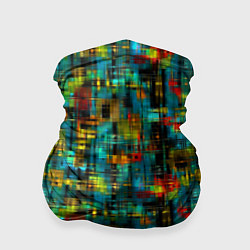 Бандана-труба Разноцветные штрихи на бирюзе, цвет: 3D-принт