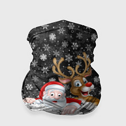 Бандана-труба С Новым Годом дед мороз и олень, цвет: 3D-принт