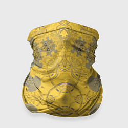 Бандана-труба Коллекция Фрактальная мозаика Желтый на черном 573, цвет: 3D-принт