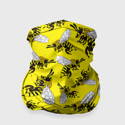Бандана-труба Пчелы на желтом, цвет: 3D-принт