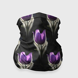 Бандана-труба Фиолетовые цветы - паттерн, цвет: 3D-принт