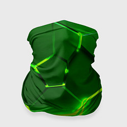 Бандана-труба 3D ПЛИТЫ НЕОН NEON GREEN HEXAGON РАЗЛОМ, цвет: 3D-принт