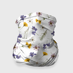Бандана-труба Простые цветы на белом фоне, цвет: 3D-принт