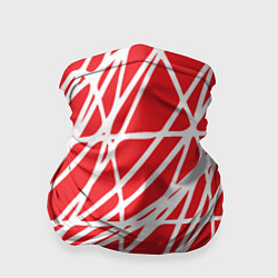 Бандана-труба Белые линии на красном фоне Абстракция, цвет: 3D-принт