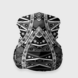 Бандана-труба Черно-белый этнический орнамент, цвет: 3D-принт