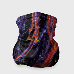 Бандана-труба Неоновые краски во тьме - Оранжевый и фиолетовый, цвет: 3D-принт