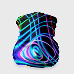 Бандана-труба Неоновое множество линий - Голубой, цвет: 3D-принт