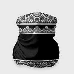 Бандана-труба Белое кружево на черном фоне lace, цвет: 3D-принт