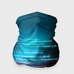 Бандана-труба Неоновые лучи из парящего здания - Голубой, цвет: 3D-принт