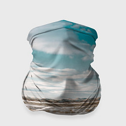 Бандана-труба Песочный пляж и водоём - Белый, цвет: 3D-принт