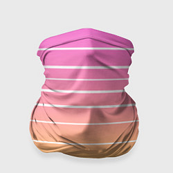 Бандана-труба Белые полосы на розовом и желтом градиенте, цвет: 3D-принт