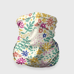 Бандана-труба Цветы Нарисованные Разноцветные, цвет: 3D-принт