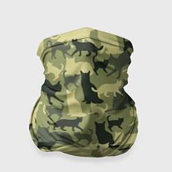 Бандана-труба Кошачий камуфляж в зеленой гамме, цвет: 3D-принт