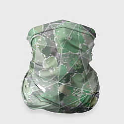 Бандана-труба Зеленые цветы на сером мраморном фоне, цвет: 3D-принт