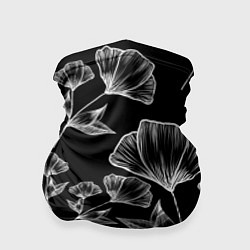 Бандана-труба Графичные цветы на черном фоне, цвет: 3D-принт