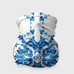 Бандана-труба Гжель синие цветы, цвет: 3D-принт