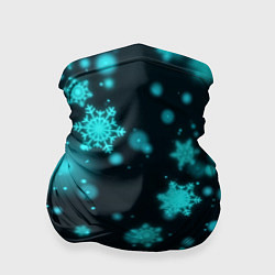 Бандана-труба Неоновые снежинки на черном фоне, цвет: 3D-принт